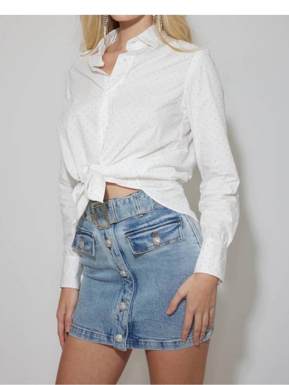 Generation Love MARC CRYSTAL Button down boyfriend SHIRT size large white NWT